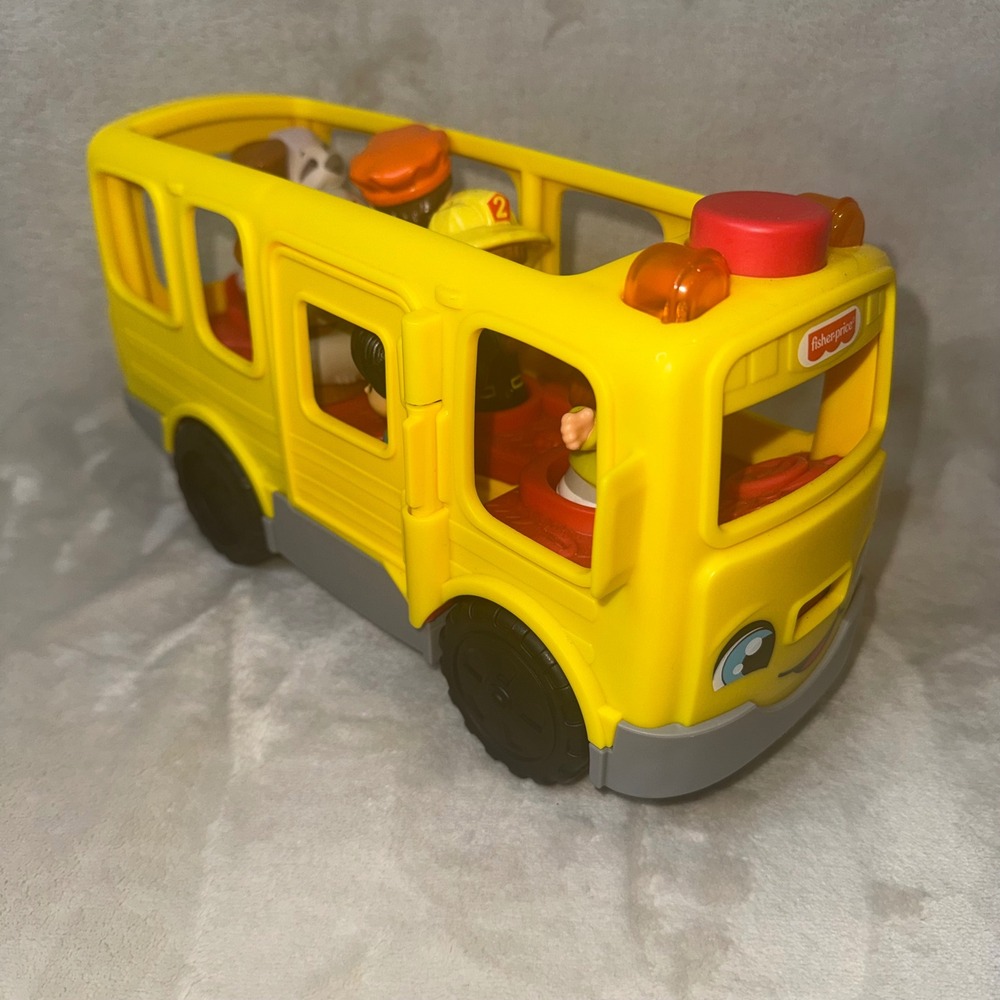 Fisher-Price Little People Sit with Me School Bus Yellow Toy Vehicle & 6 Figures
